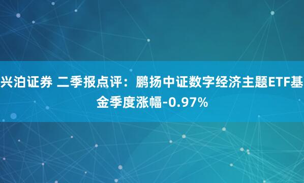 兴泊证券 二季报点评：鹏扬中证数字经济主题ETF基金季度涨幅-0.97%