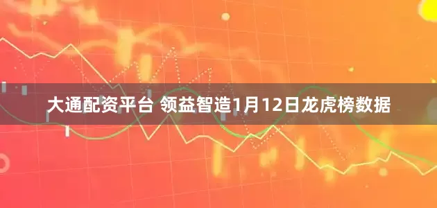 大通配资平台 领益智造1月12日龙虎榜数据